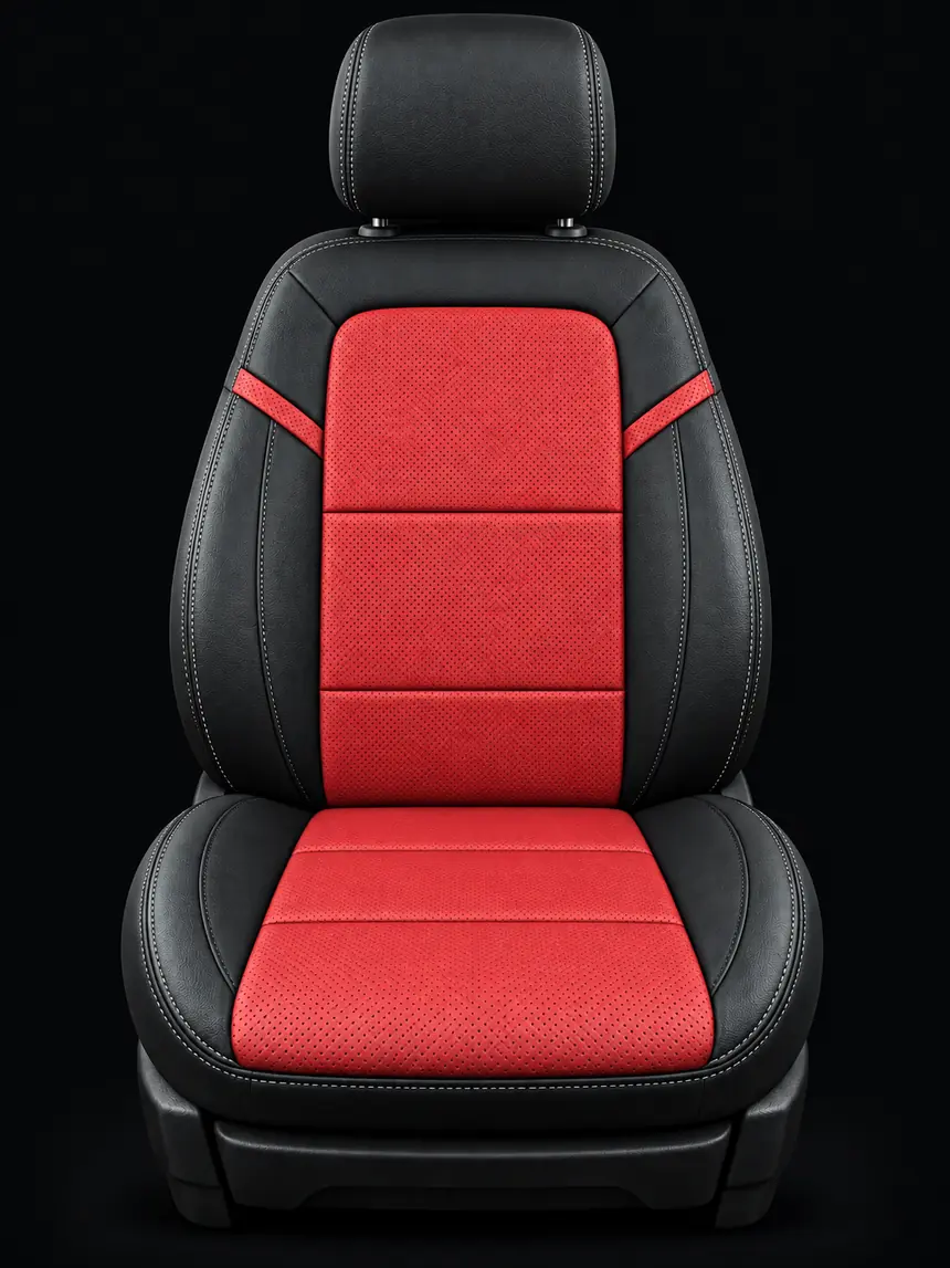 Asiento con centro rojo y laterales negros